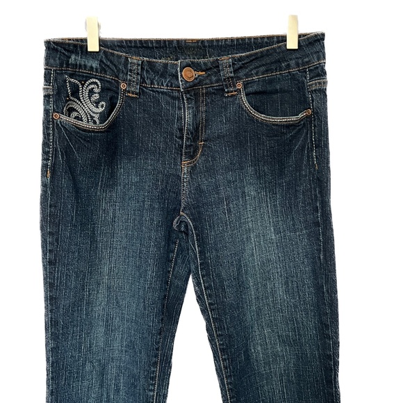 US Polo Assn Jeans Size 8 Blue Embroidered Pockets Bootcut Stretch 99% Cotton - Picture 2 of 8